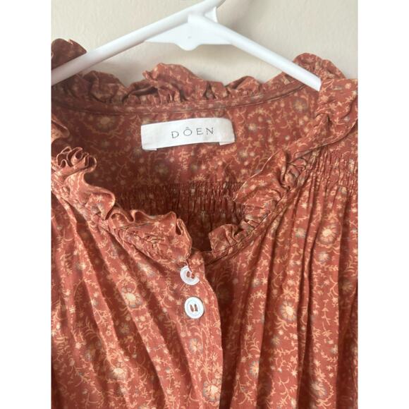 DOEN Rose Top in Tamarillo Prairie Paisley Print Rust S - Picture 4 of 9